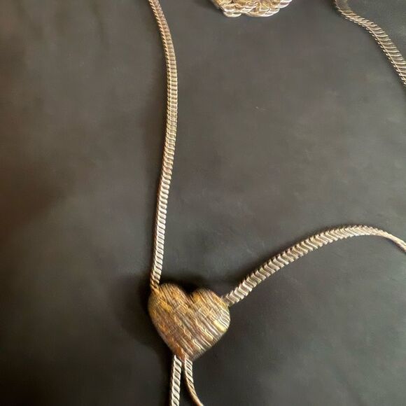 Brighton Reversible Heart Pendant Necklace -eyeglass/badge holder silver plated - Picture 4 of 8